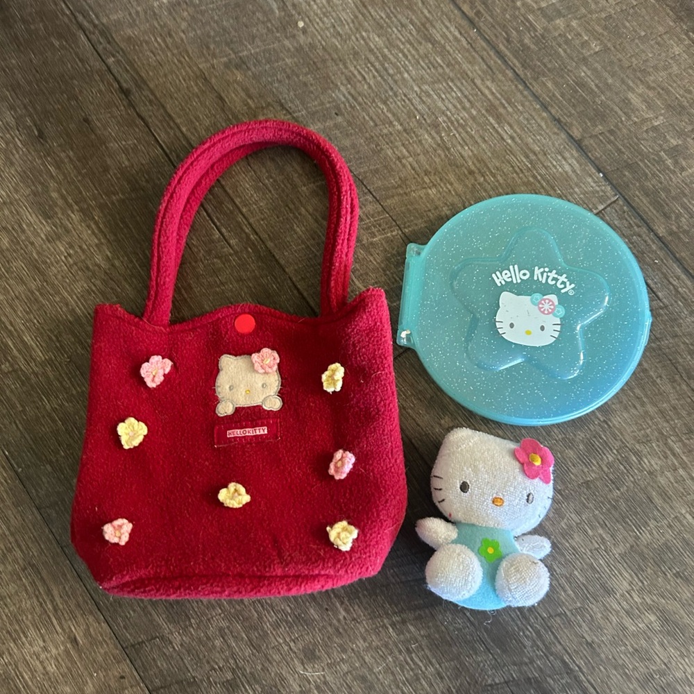 Hello Kitty Bag Purse with DVD/CD case and Mini plush doll